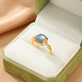 Bague Labradorite Ajustable - Argent Plaqué Or - Bijou Protecteur - Biloria