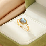 Bague Labradorite Ajustable Argent Plaqué Or - Bijou Protecteur - Biloria