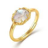Bague Labradorite Ajustable Argent Plaqué Or - Bijou Protecteur - Biloria