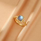 Bague Labradorite Ajustable - Argent Plaqué Or - Bijou Protecteur - Biloria