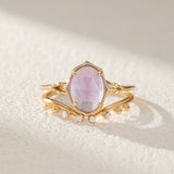 Bague Labradorite Améthyste Charme Astral Argent Plaqué Or - Biloria
