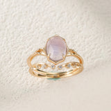 Bague Labradorite Améthyste Charme Astral Argent Plaqué Or - Biloria