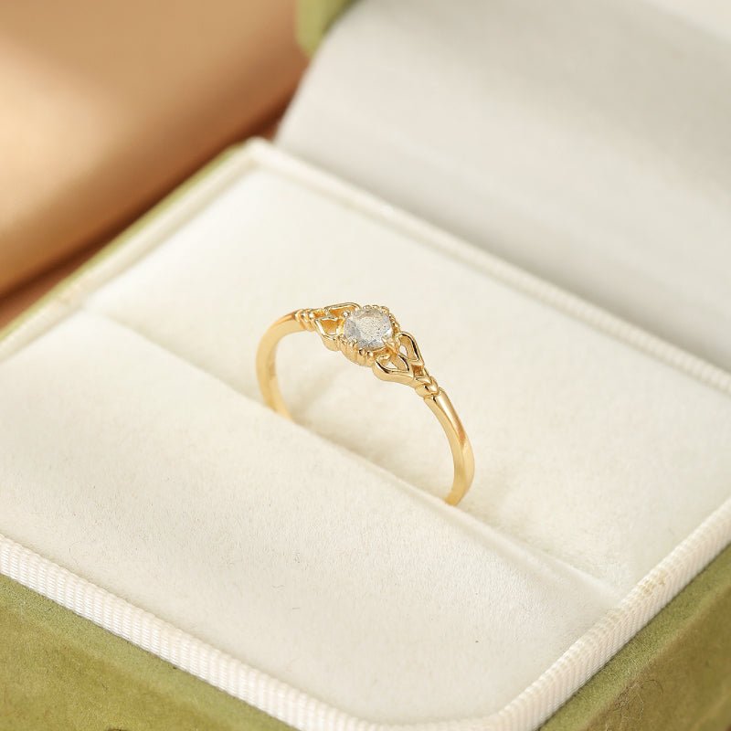 Bague Labradorite Argent Plaqué Or – Bijou Tendance Bureau - Biloria