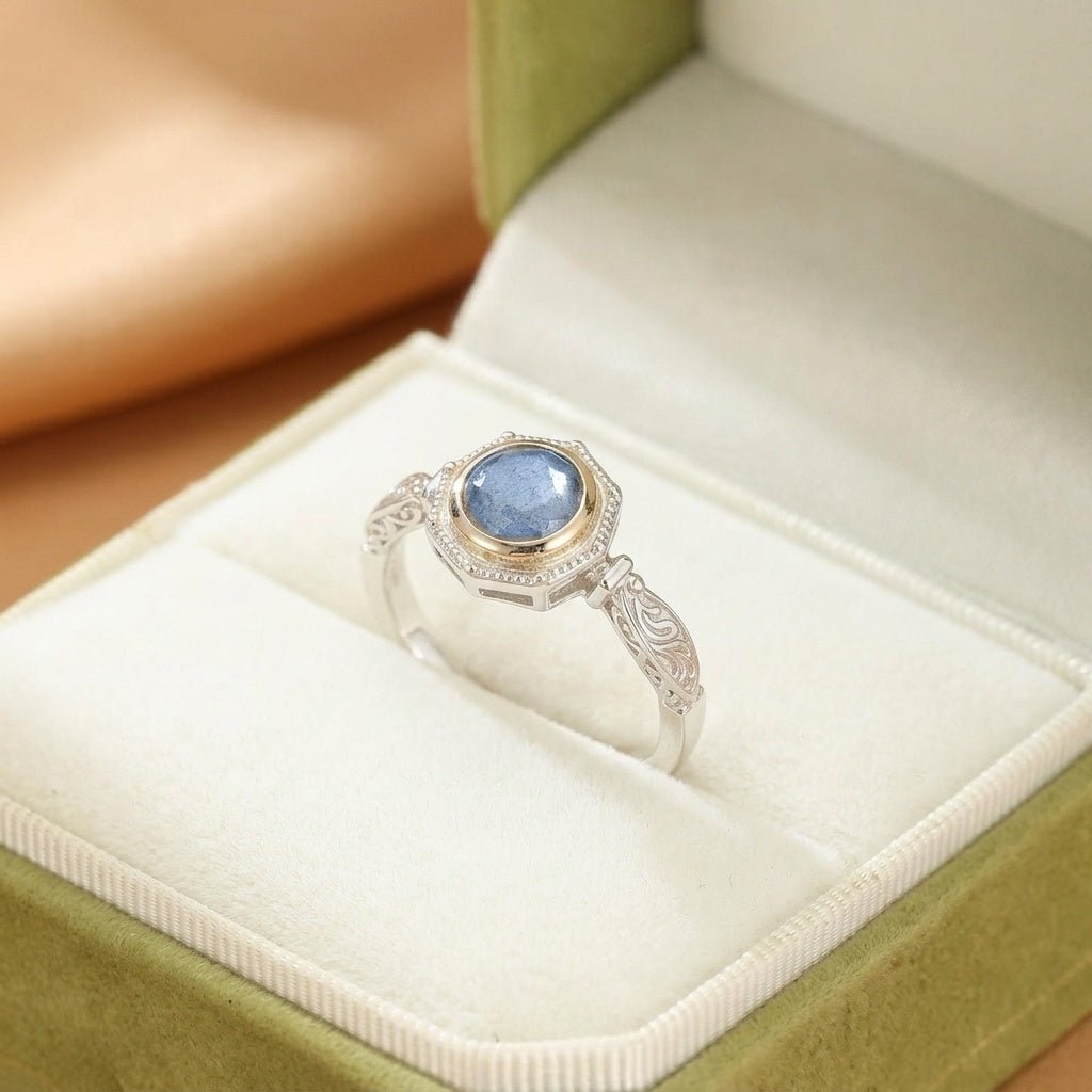 Bague Labradorite Argent Plaqué Or Reflets Profonds - Biloria