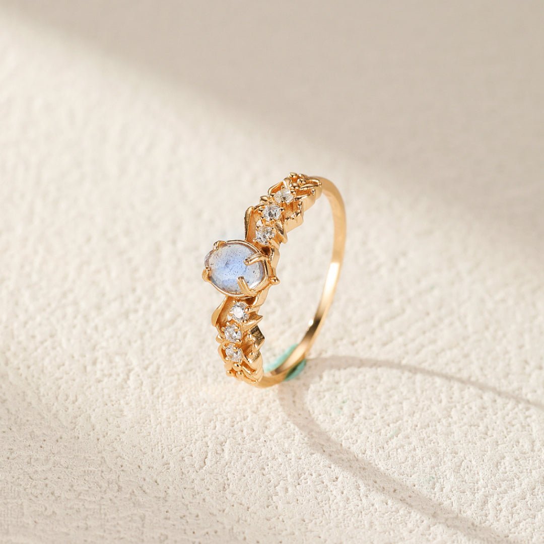 Bague Labradorite et Cordiérite en Argent Plaqué Or - Biloria