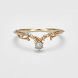 Bague Labradorite Feuillage Argent Plaqué Or - Biloria