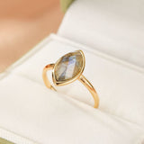 Bague Labradorite Feuille d'Âme Ajustable Argent Plaqué Or 10K - Biloria