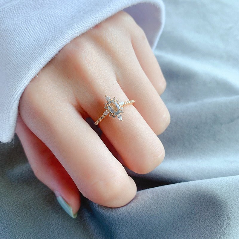 Bague Labradorite Intuition Argent Plaqué Or 11.8 mm - Biloria
