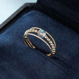 Bague Labradorite Laiton Plaqué Or 14K - Bijou Protection Intuition - Biloria
