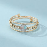 Bague Labradorite Laiton Plaqué Or 14K - Bijou Protection Intuition - Biloria