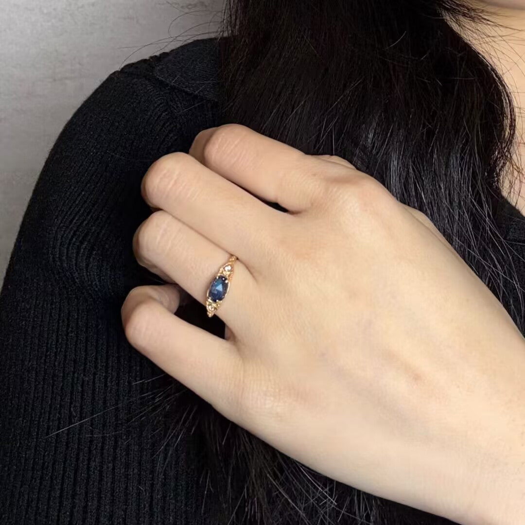 Bague Labradorite Lapis Lazuli Zircon – Argent Plaqué Or - Biloria