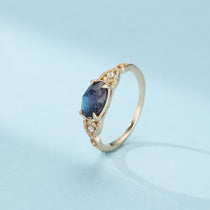 Bague Labradorite Lapis Lazuli Zircon – Argent Plaqué Or - Biloria