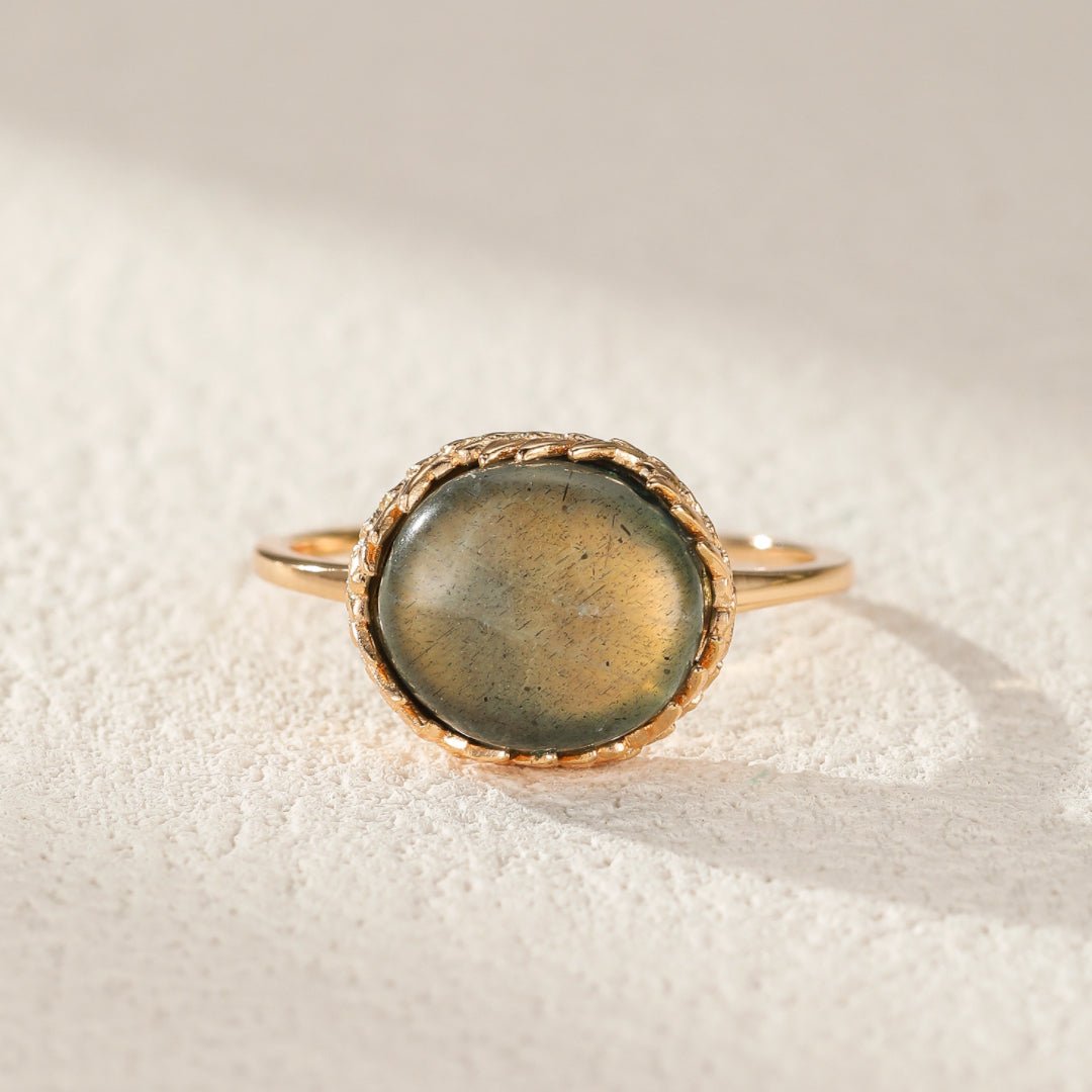 Bague Labradorite Malachite Argent Plaqué Or – Bijou Feng Shui - Biloria