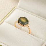 Bague Labradorite Malachite Argent Plaqué Or – Bijou Feng Shui - Biloria