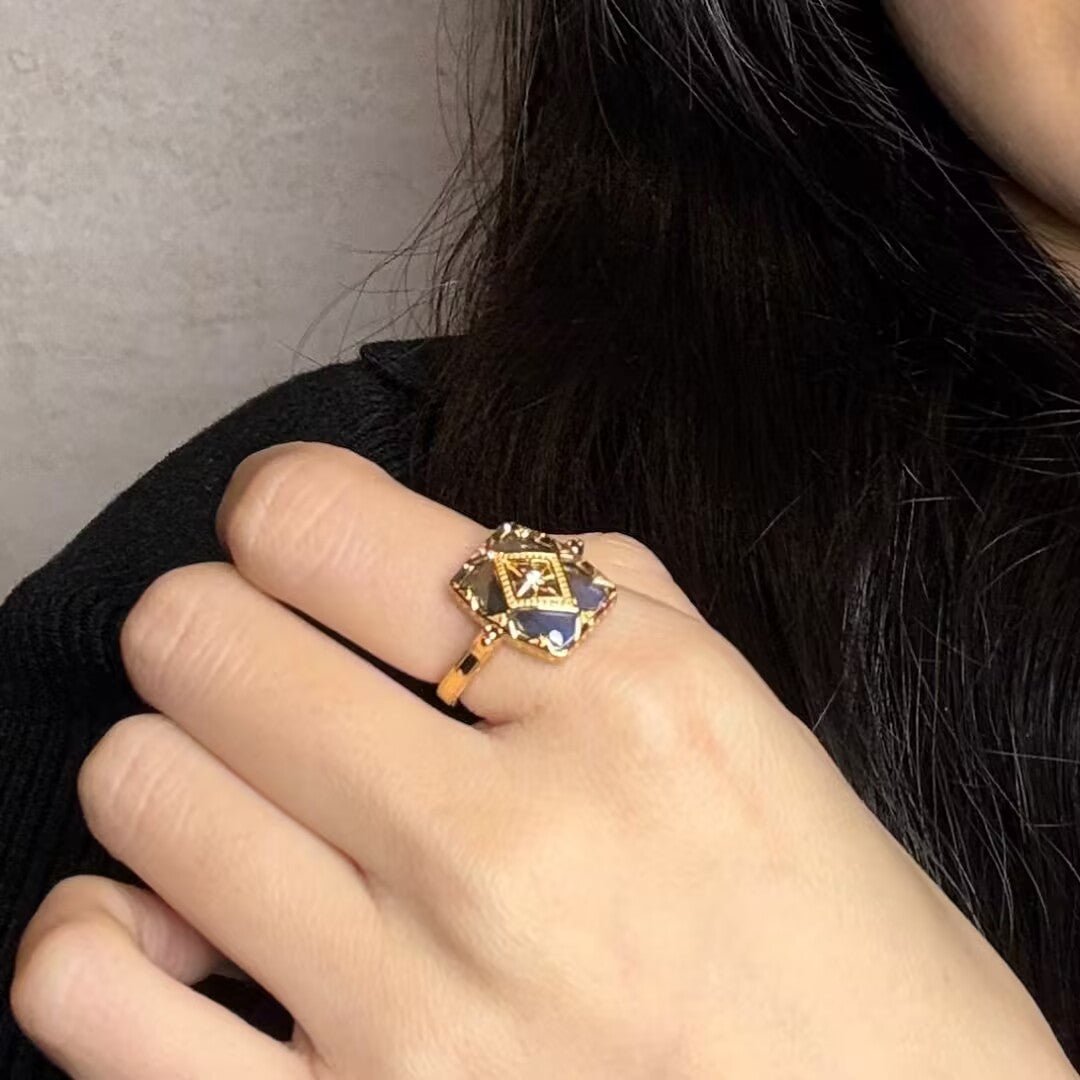 Bague Labradorite Mystère d'Aurore – Argent Plaqué Or - Biloria