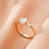 Bague Labradorite Perle Argent Plaqué Or 10K Ajustable - Biloria