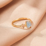 Bague Labradorite Perle Argent Plaqué Or 10K Ajustable - Biloria