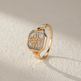 Bague Labradorite Pierre Naturelle Carrée Argent Plaqué Or 10 mm - Biloria