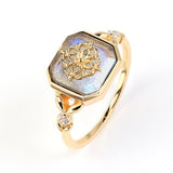 Bague Labradorite Pierre Naturelle Carrée Argent Plaqué Or 10 mm - Biloria