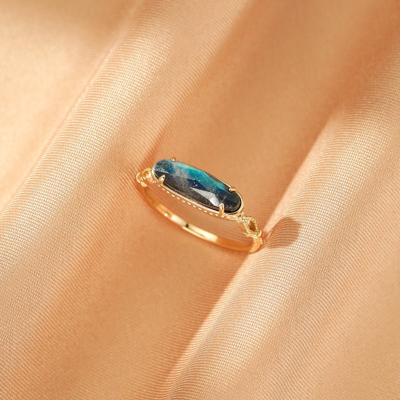 Bague Labradorite Reflet Mystique – Argent Plaqué Or, Bijou Protecteur - Biloria