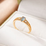 Bague Labradorite Zircon Argent Plaqué Or 10K Ajustable - Biloria
