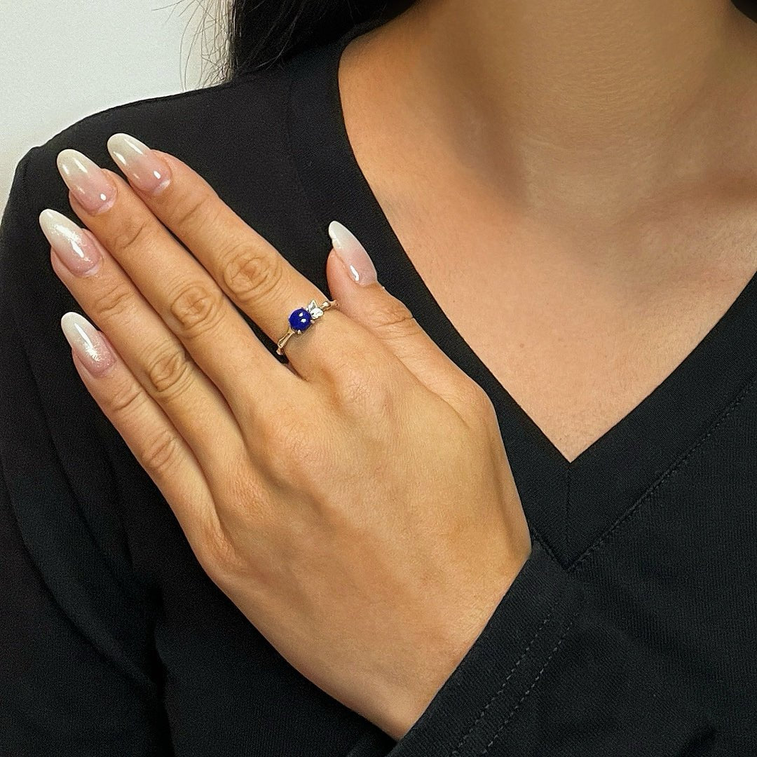 Bague Lapis-Lazuli Ajustable Argent | Pierre de Sagesse Intérieure - Biloria