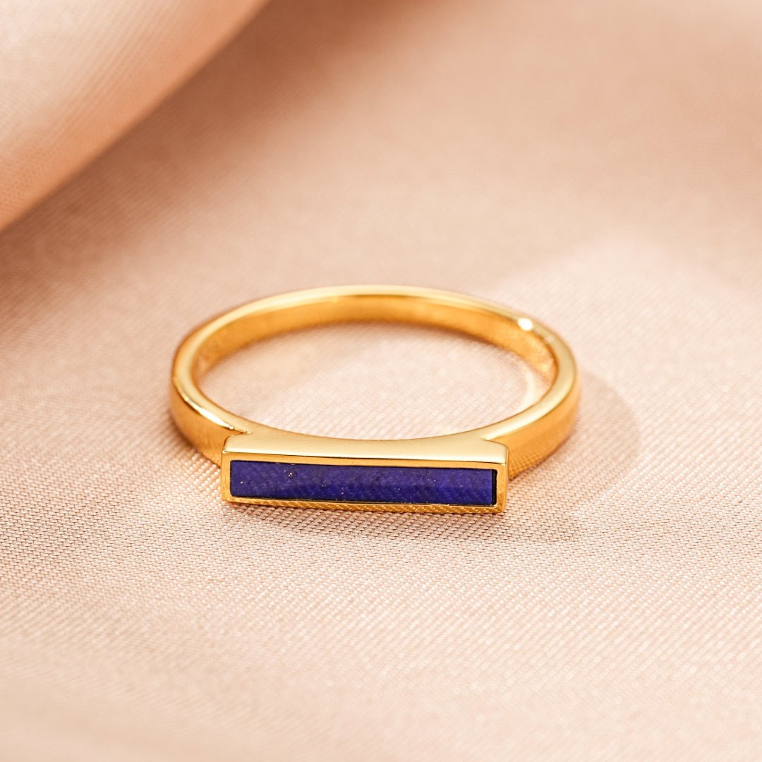 Bague Lapis-Lazuli Argent Plaqué Or 18K – Idée Cadeau Spirituelle - Biloria