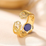 Bague Lapis Lazuli et Ondes d'Argent Plaqué Or - Feng Shui - Biloria
