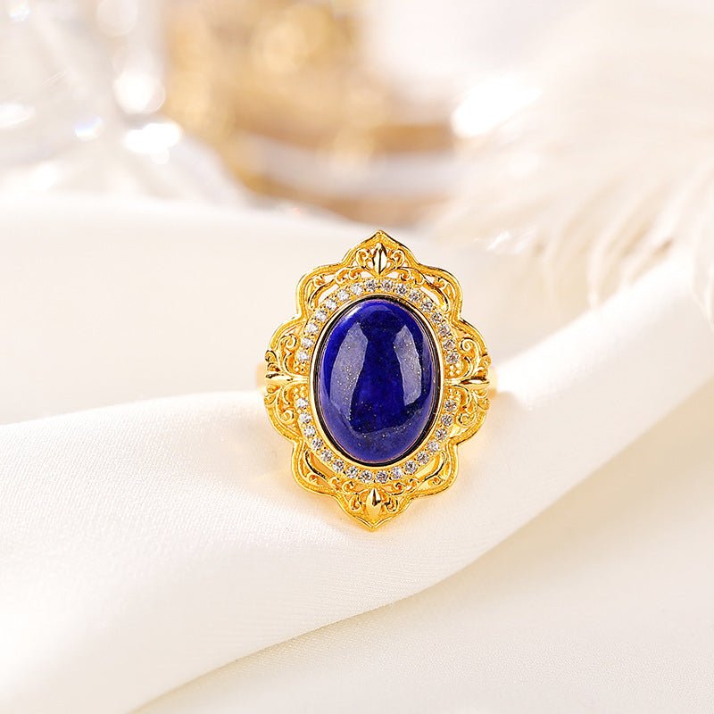 Bague Lapis Lazuli et Zircon – Pierres de Prospérité - Biloria