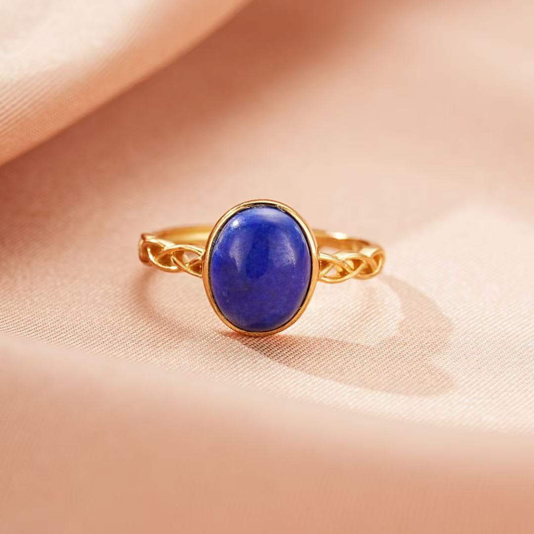 Bague Lapis-Lazuli : Intuition et Sérénité, Argent Plaqué Or 18K - Biloria
