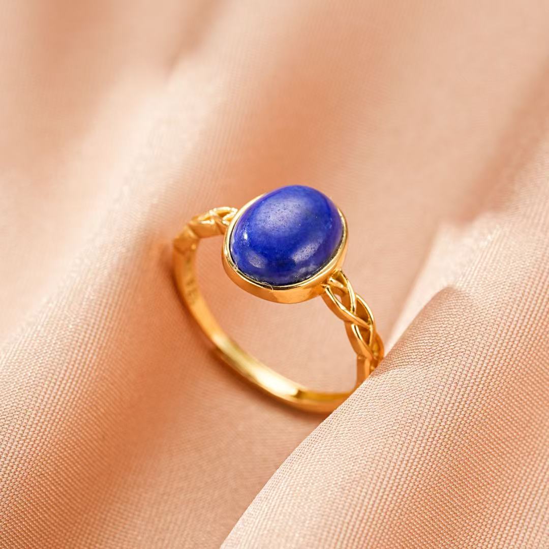 Bague Lapis-Lazuli : Intuition et Sérénité, Argent Plaqué Or 18K - Biloria