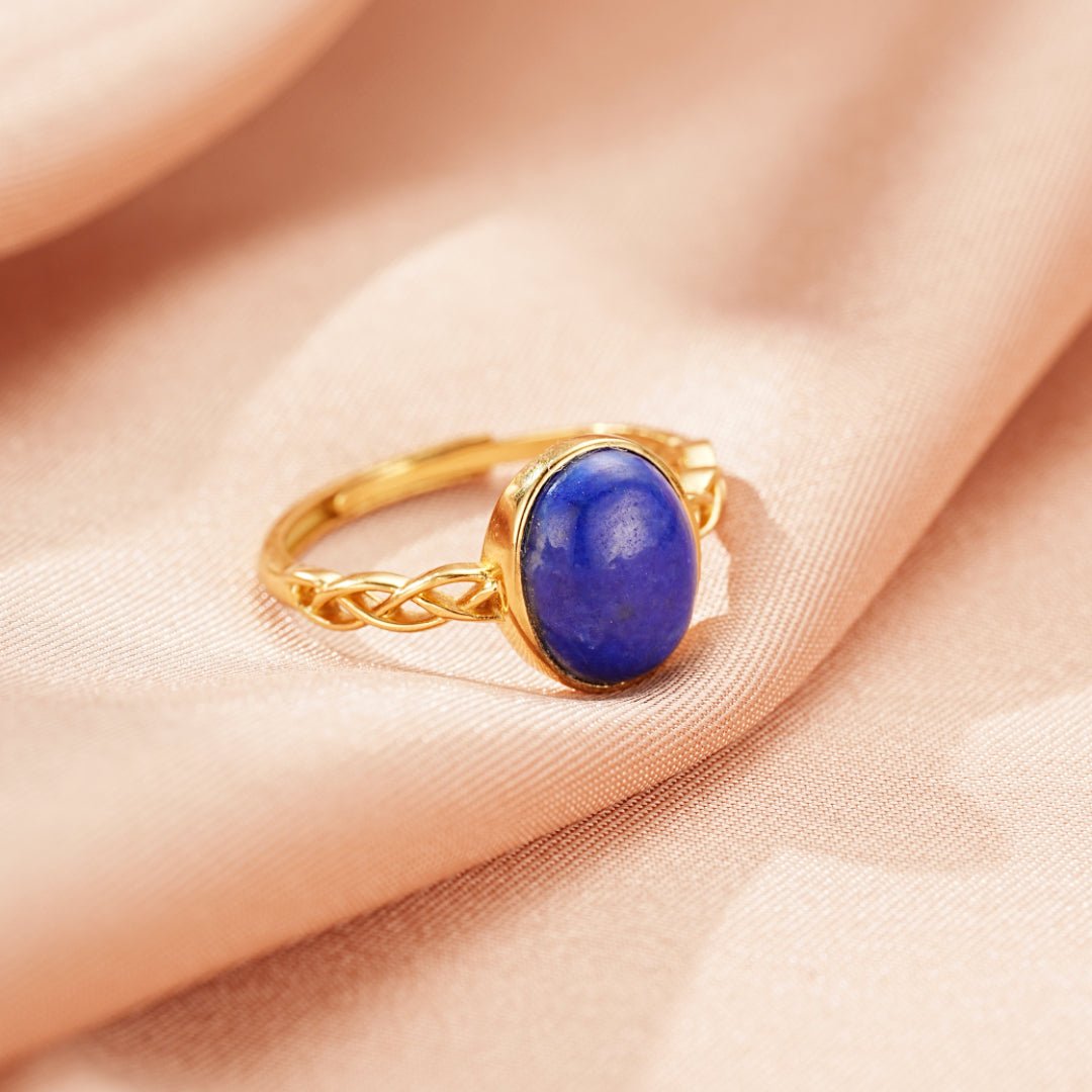 Bague Lapis-Lazuli : Intuition et Sérénité, Argent Plaqué Or 18K - Biloria