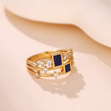 Bague Lapis Lazuli ou Malachite Argent Plaqué Or - Bijou Spirituel - Biloria