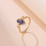 Bague Lapis Lazuli Quartz Clair Réversible Argent Plaqué Or - Biloria