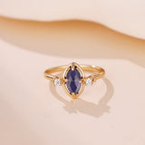 Bague Lapis Lazuli Quartz Clair Réversible Argent Plaqué Or - Biloria