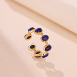 Bague Lapis Lazuli Zircon Argent Plaqué Or Ajustable - Biloria