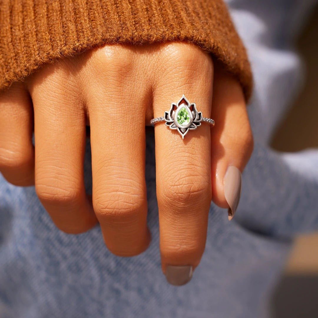 Bague Lotus Le Renouveau en Argent S925 avec Zircon - Biloria