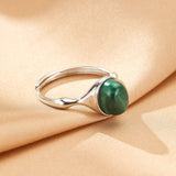 Bague Malachite Ajustable en Argent 925 – Énergie Feng Shui - Biloria