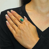 Bague Malachite Ovale Argent 925 – Bijou Feng Shui Protection - Biloria