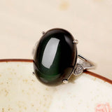 Bague Obsidienne Arc en Ciel Argent 925 – Protection Émotionnelle - Biloria