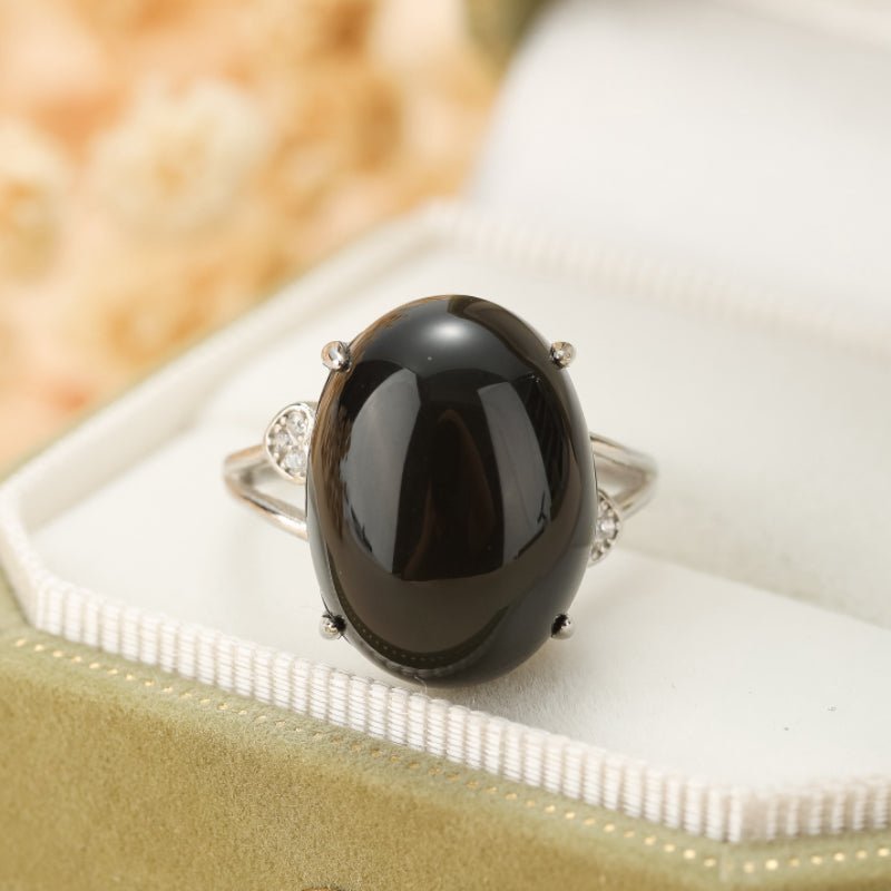 Bague Obsidienne Arc en Ciel Argent 925 – Protection Émotionnelle - Biloria
