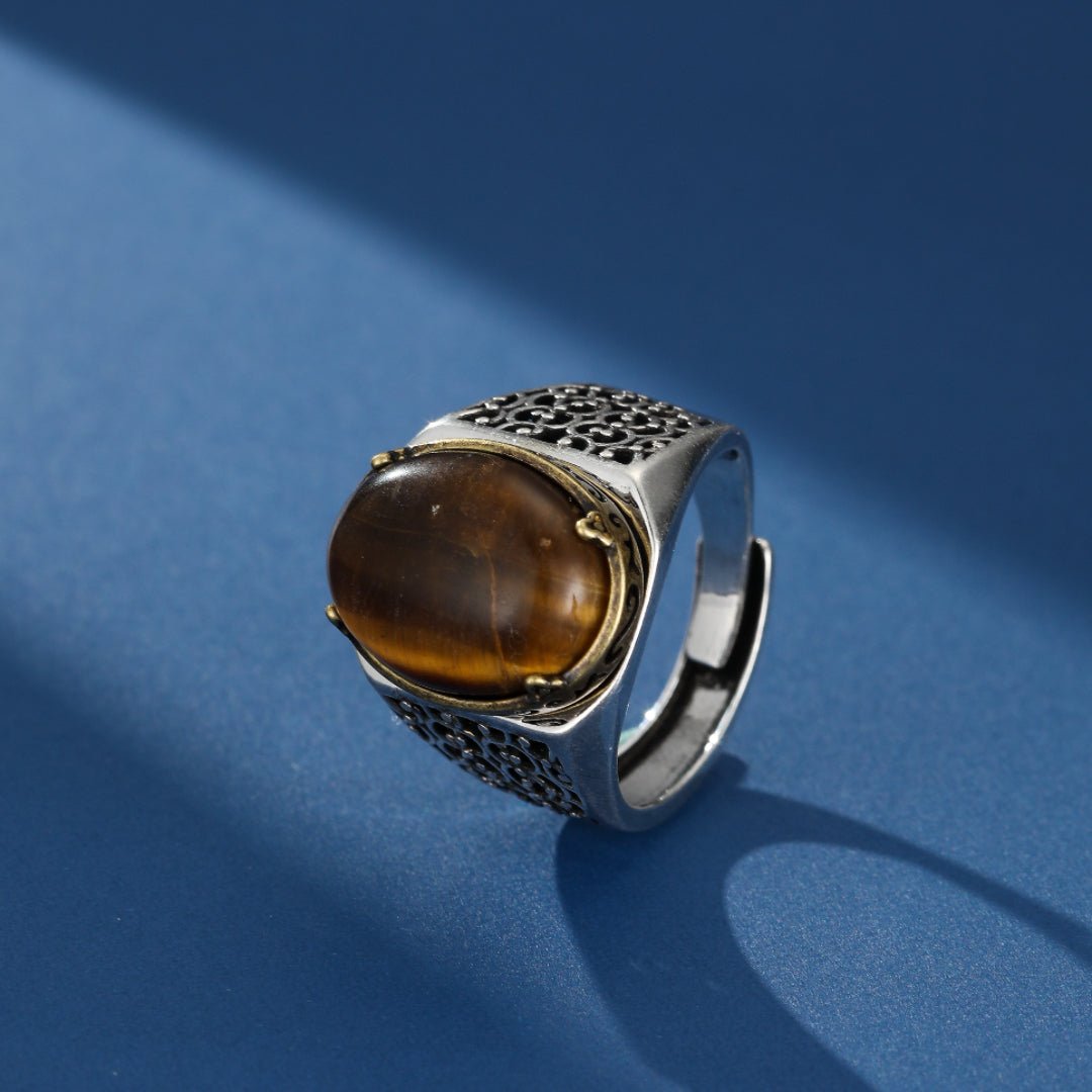 Bague Œil de Tigre Argent S925 – Protection et Force Masculine - Biloria