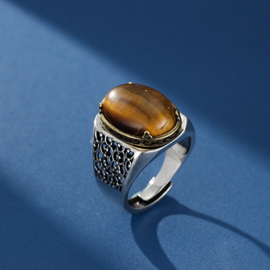 Bague Œil de Tigre Argent S925 – Protection et Force Masculine - Biloria