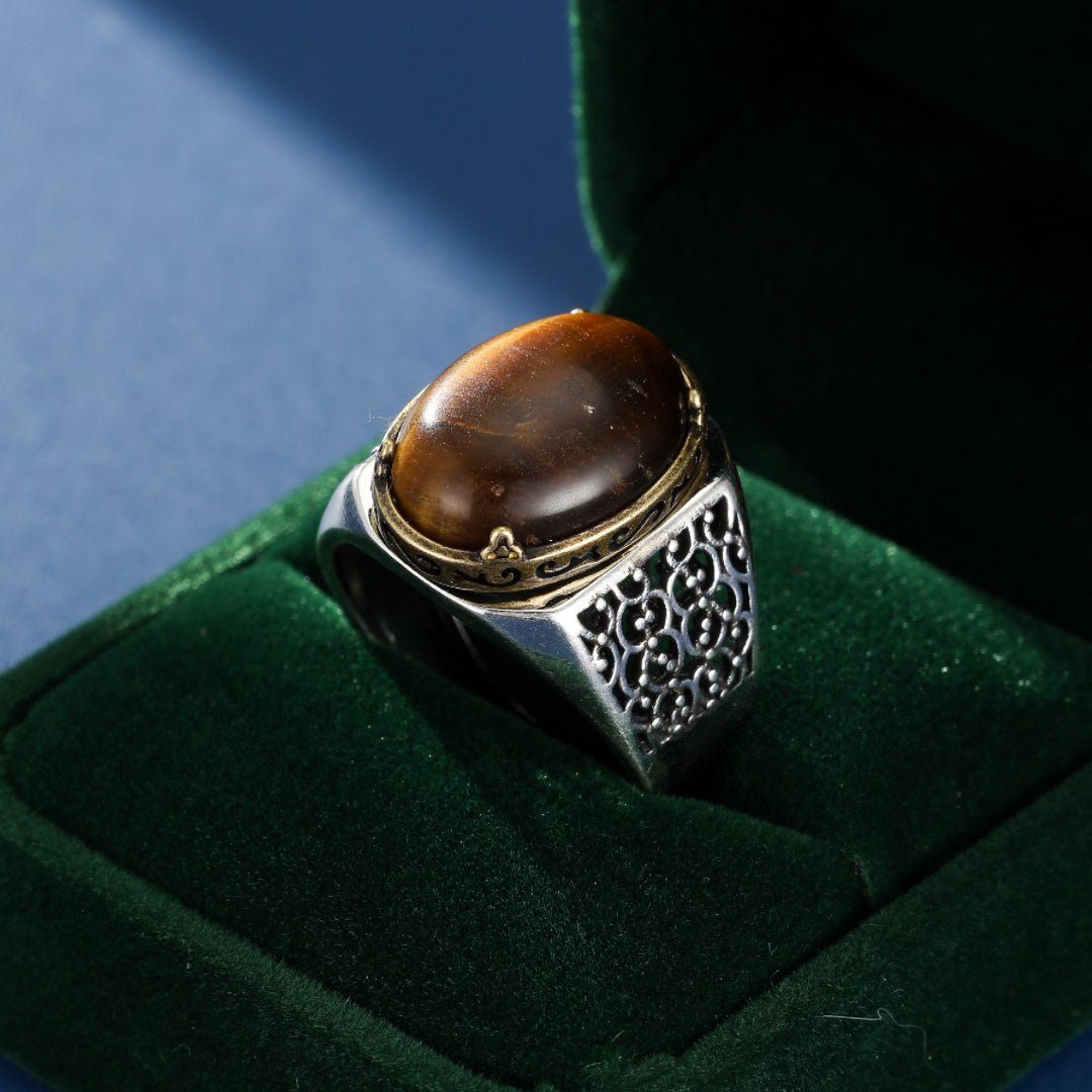 Bague Œil de Tigre Argent S925 – Protection et Force Masculine - Biloria