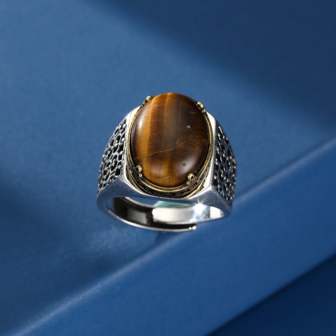 Bague Œil de Tigre Argent S925 – Protection et Force Masculine - Biloria