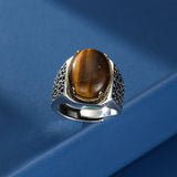 Bague Œil de Tigre Argent S925 – Protection et Force Masculine - Biloria