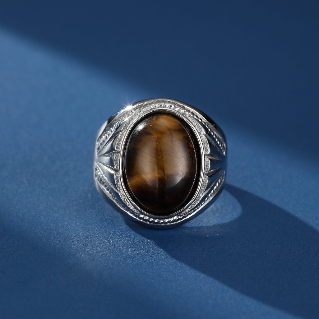 Bague Œil de Tigre Homme Acier Inoxydable 316L - Biloria