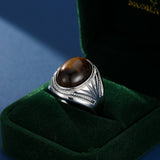 Bague Œil de Tigre Homme Acier Inoxydable 316L - Biloria