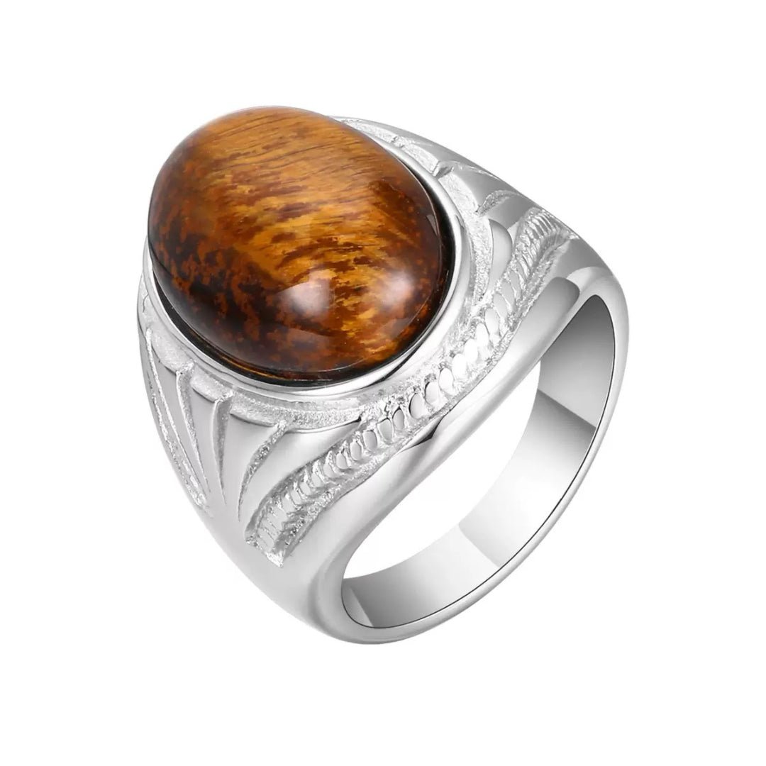 Bague Œil de Tigre Homme Acier Inoxydable 316L - Biloria