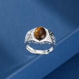 Bague Œil de Tigre Homme Acier Inoxydable Taille Ajustable - Biloria